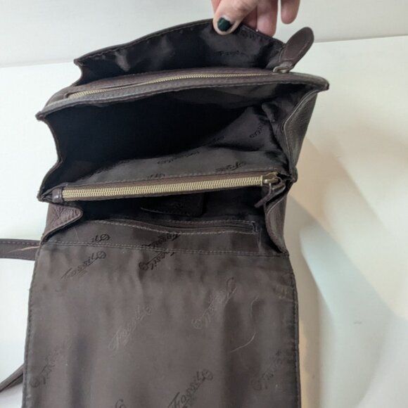 Share Vintage FOSSIL Brown Pebbled Leather Crossbody Messenger Bag Purse 75082 - Picture 3 of 5